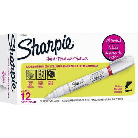 Sharpie Paint Marker, Oil-Based, Medium Point, 12/DZ, White PK SAN2107614
